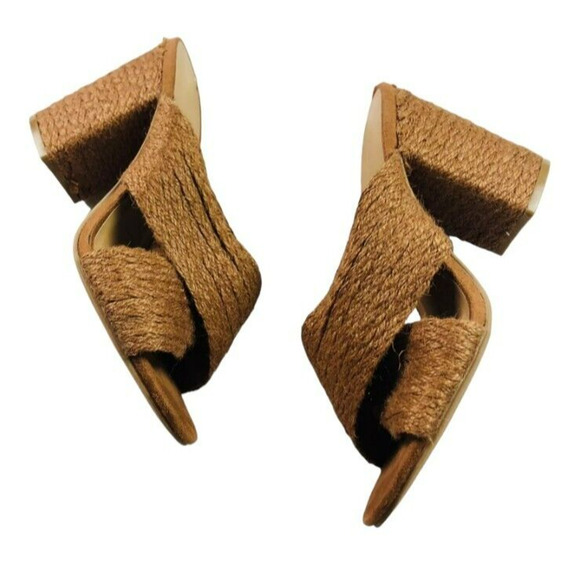 NWOT Qupid Womens Criss Cross Strappy Block Heels Sandals Brown US 10 EU 41 - Picture 5 of 9